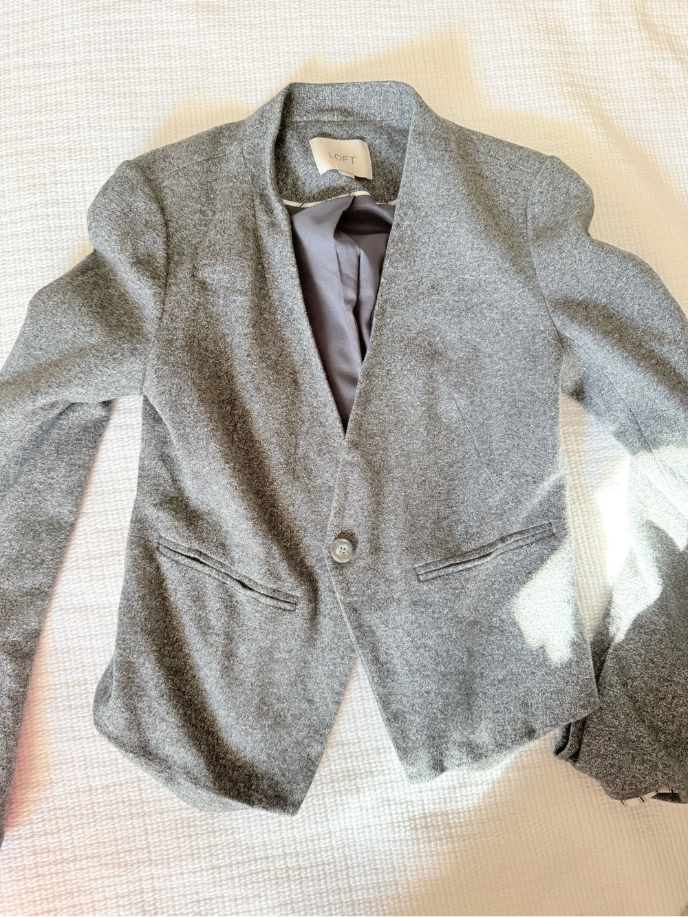 LOFT Light Gray Women's Single-Button Blazer